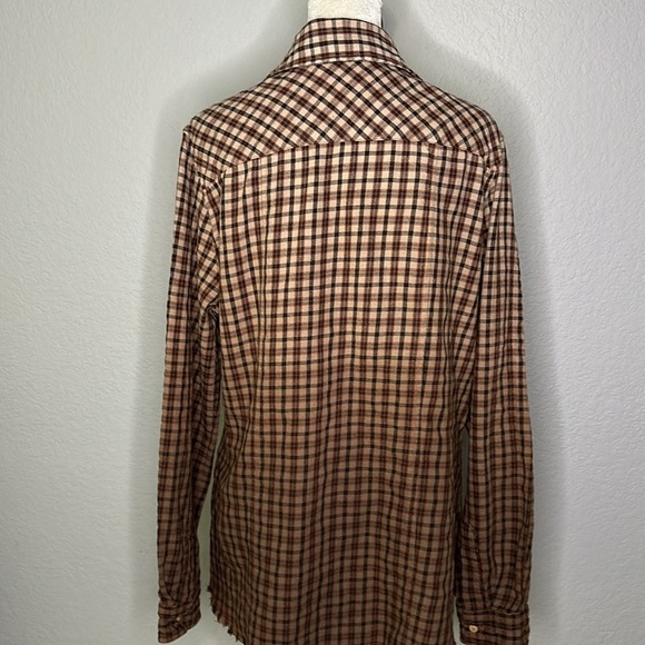 Johnny Was 3J Workshop Women’s Brown Ombre Plaid Flannel Button Down Shirt M - Picture 7 of 11